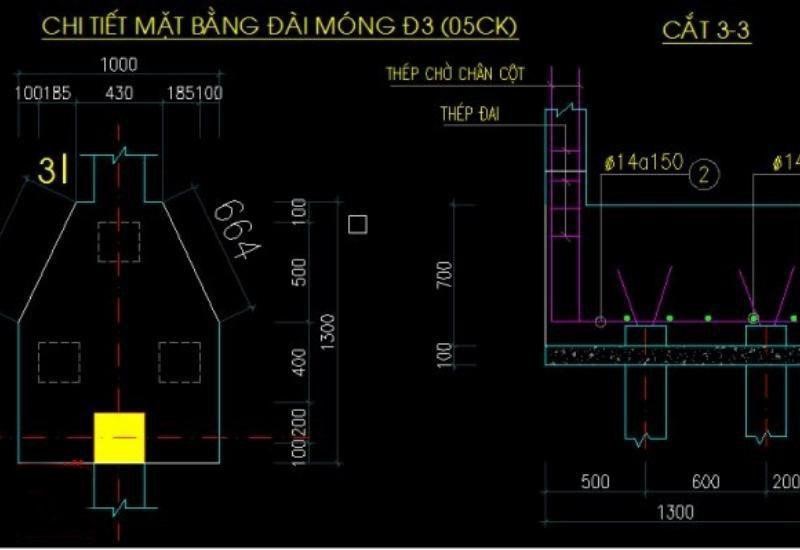 khối lượng bê tông đài móng