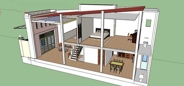 nhà mái thái cấp 4 gác lửng