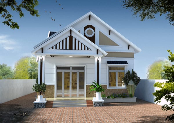 mẫu nhà cấp 4 8x12m 2 phòng ngủ