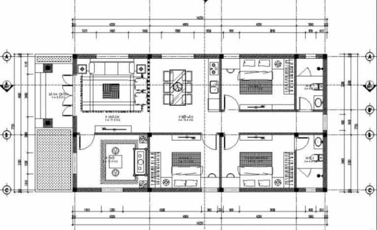 nhà cấp 3 mái thái 8x12m có phòng thờ