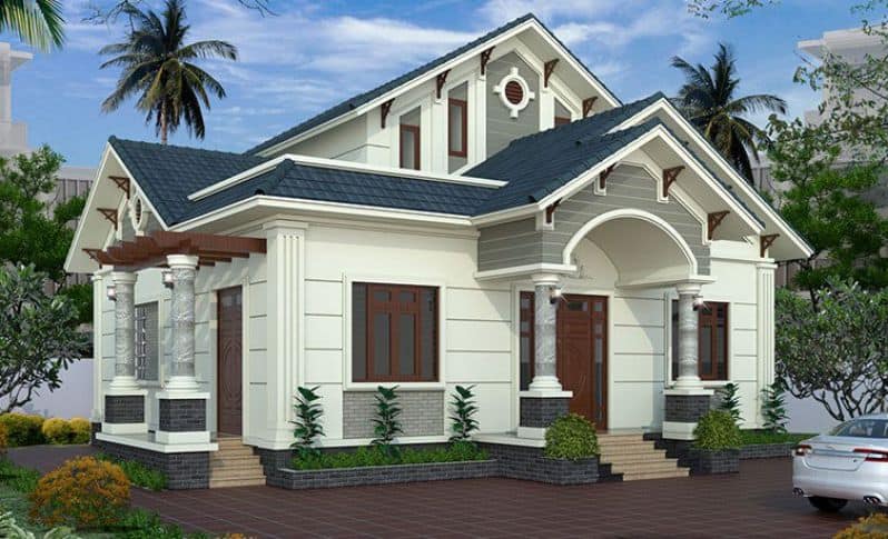 mẫu nhà cấp 4 8x12m mái thái 4 phòng ngủ