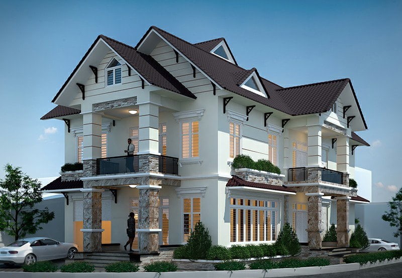 mẫu nhà ống 2 tầng 2 mặt tiền đơn giản đẹp