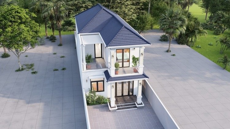 nhà ống 2 tầng 3 phòng ngủ 2 ban công