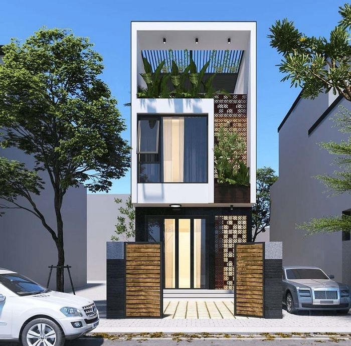 mẫu nhà ống 2 tầng đơn giản đẹp 4 phòng ngủ