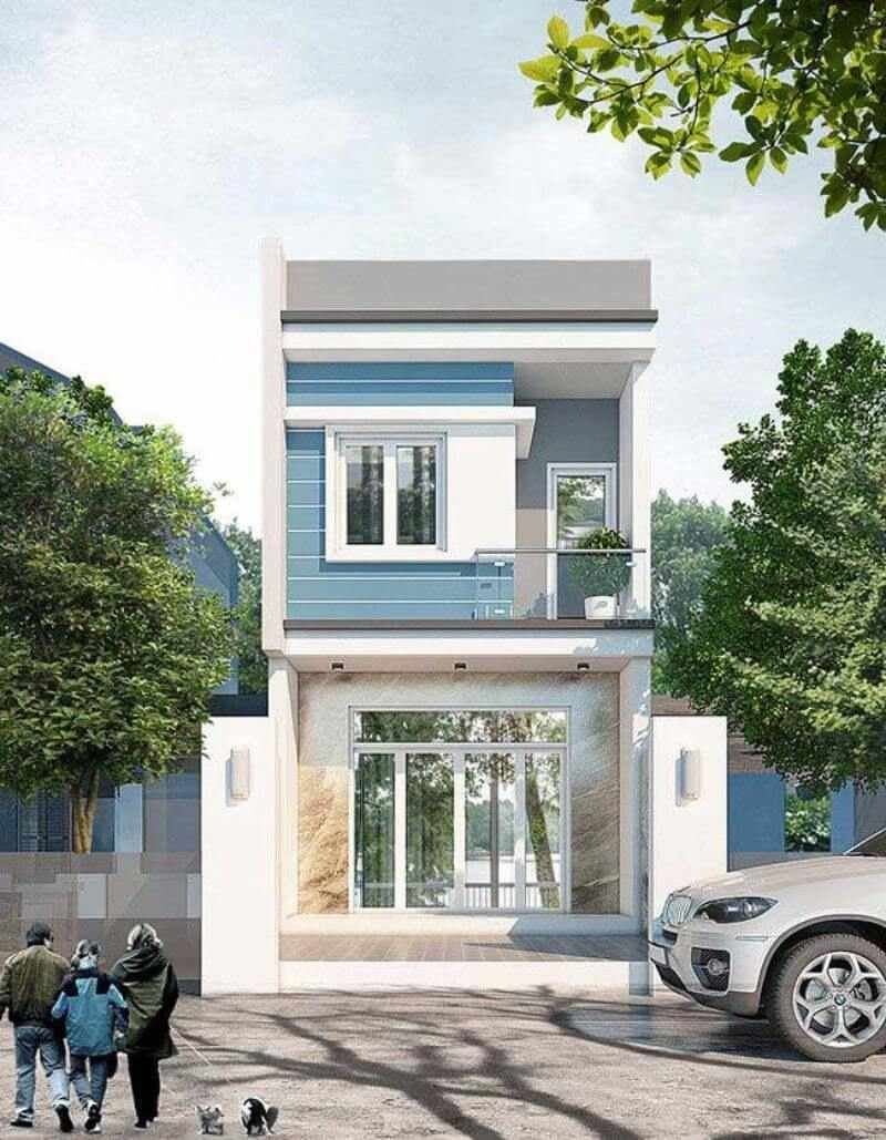 mẫu nhà 2 tầng mái bằng dạng ống