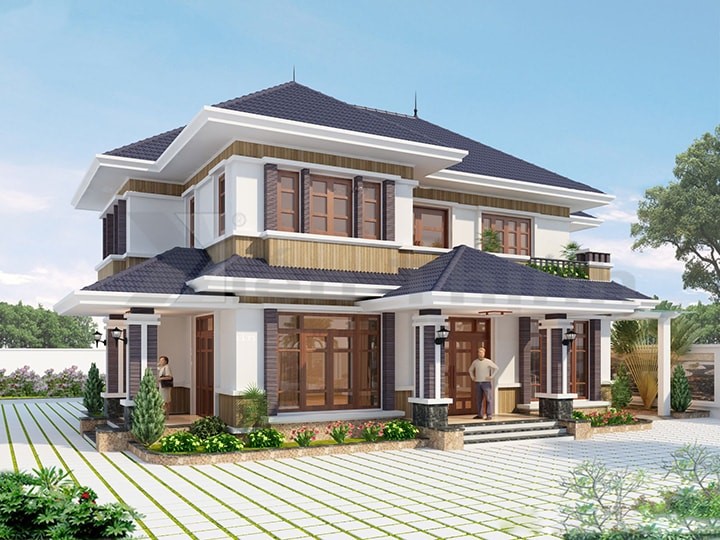 nhà 2 tầng mái nhật 3 gian