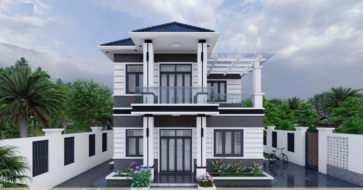 Mẫu nhà 2 tầng mái nhật giá rẻ hình vuông