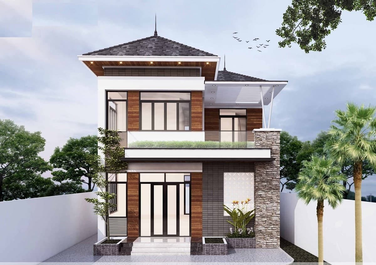 mẫu nhà 2 tầng mái Nhật