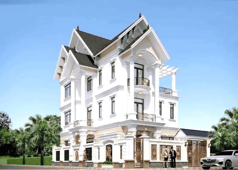 mẫu nhà phố tân cổ điển 2 mặt tiền