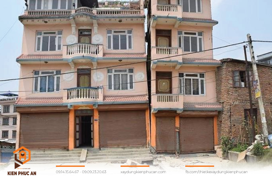 Tình trạng lún, nghiêng của ngôi nhà