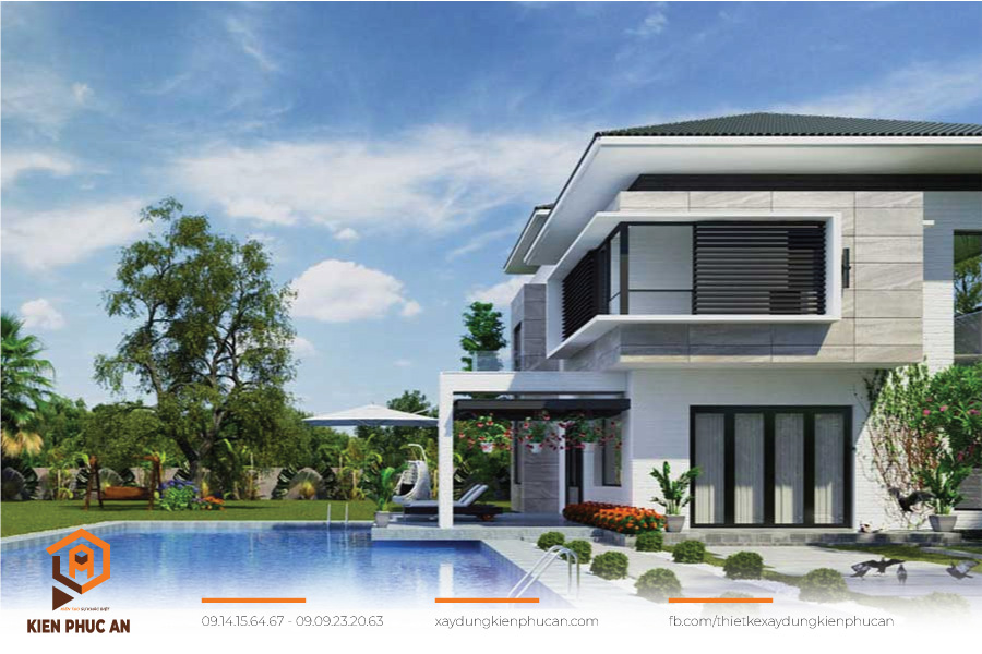 Mẫu nhà vườn kết hợp hồ bơi