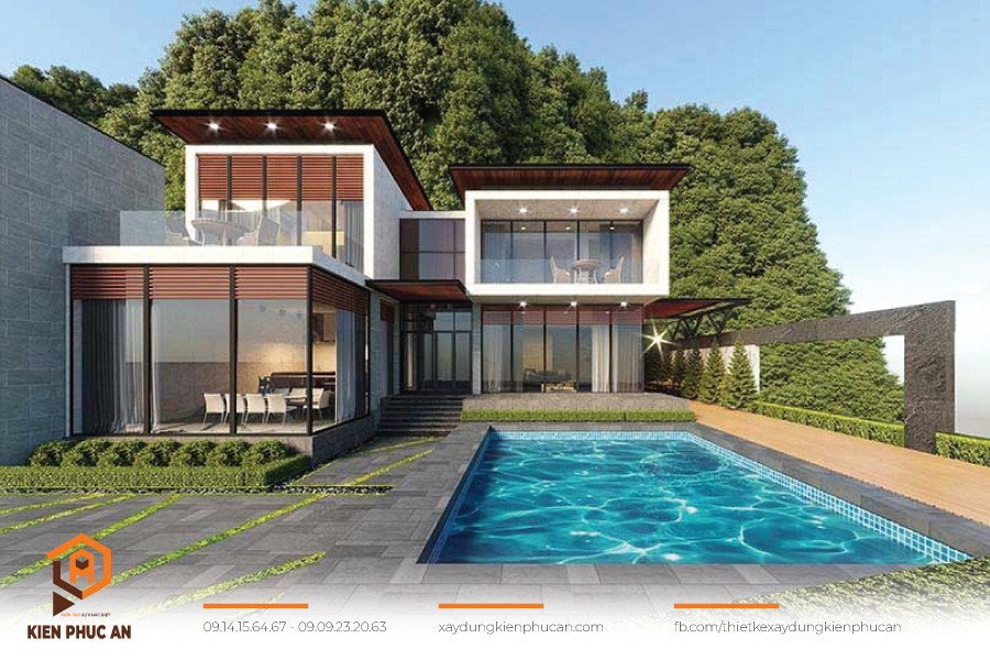 Thiết kế xây dựng nhà ở sân vườn hồ bơi