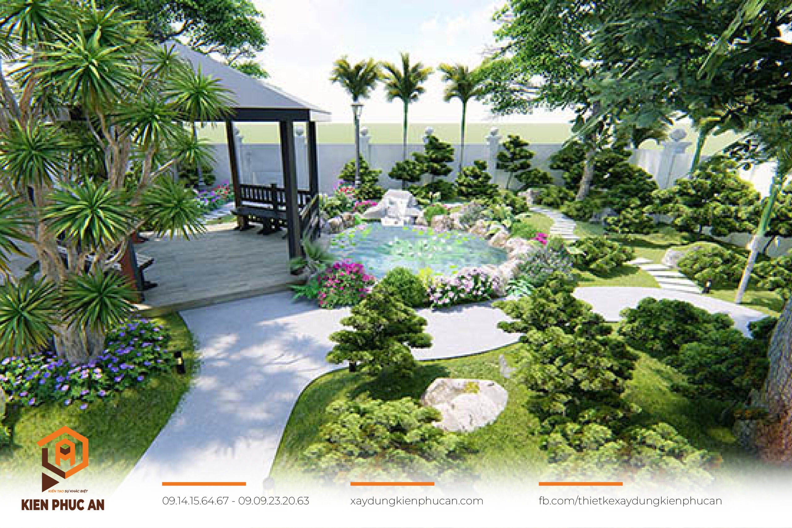 Phân chia khu vực rõ ràng trong sân vườn