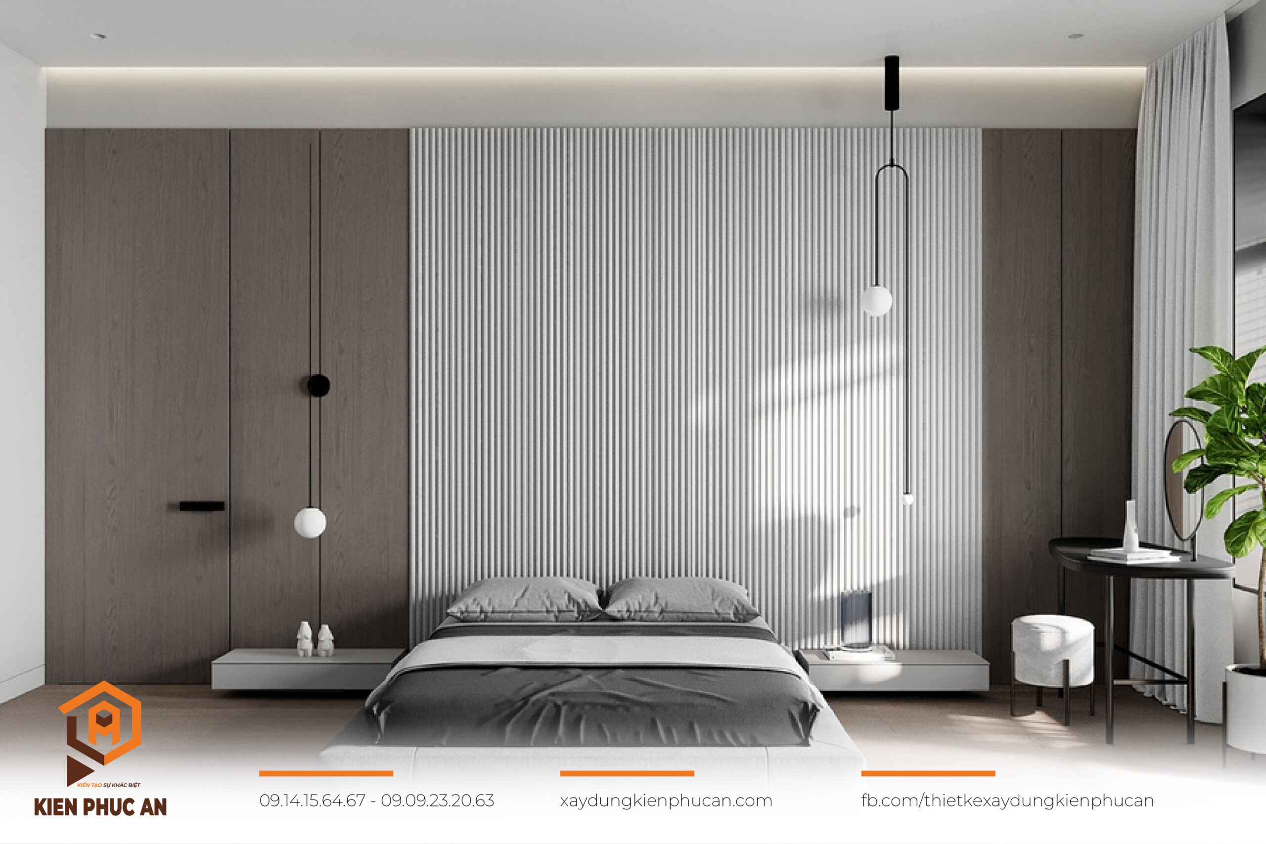 Phòng ngủ master phong cách nội thất tối giản