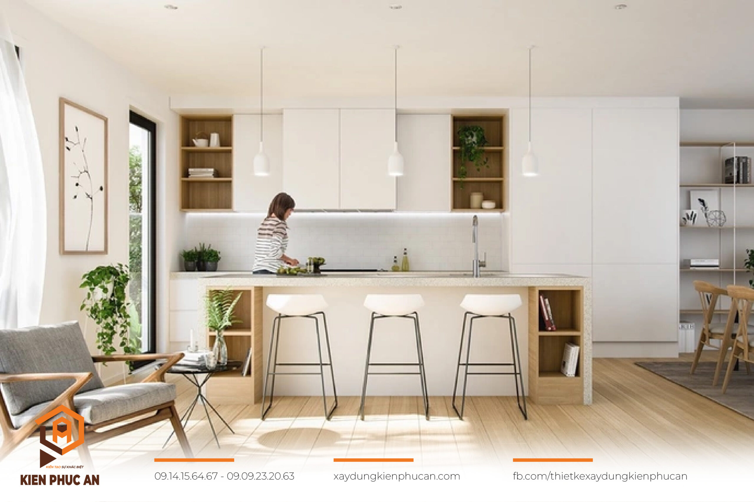 Phòng bếp phong cách tối giản