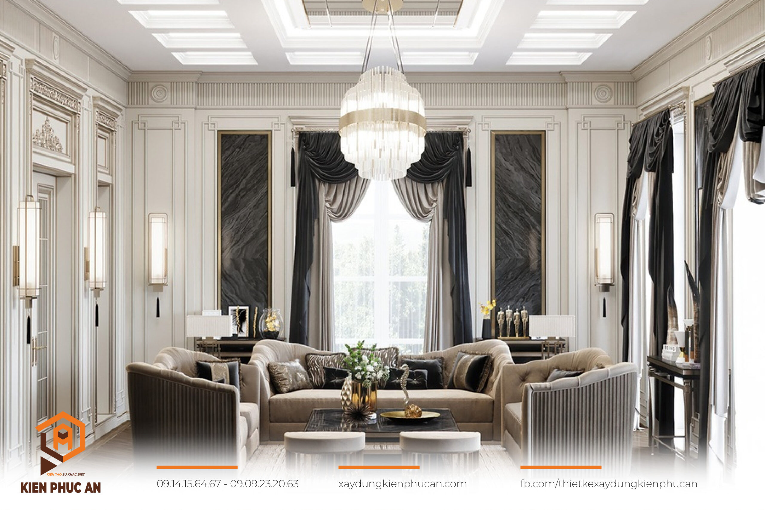 Phòng khách phong cách tân cổ điển