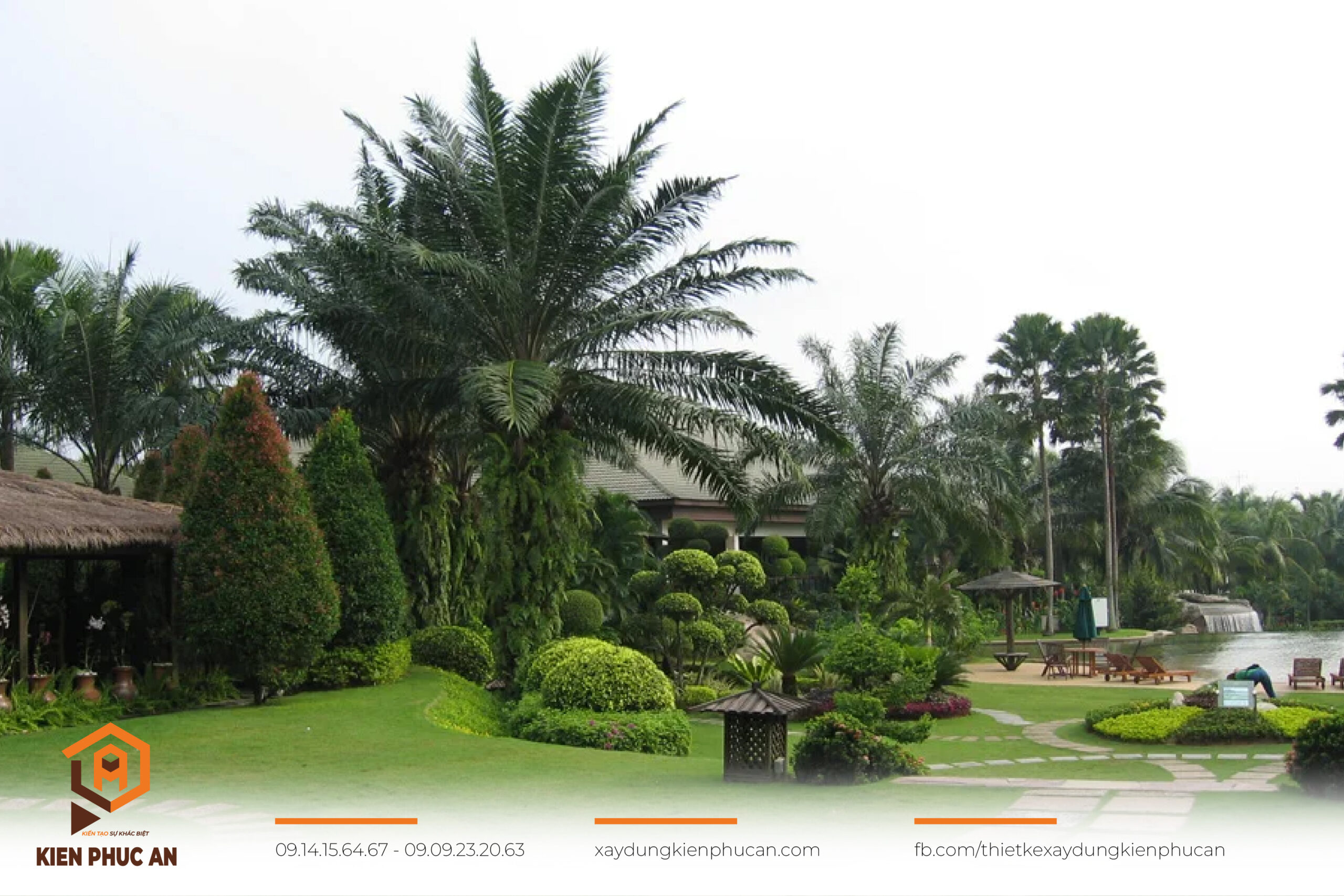 Bối cảnh sân vườn với tổng thể hài hòa