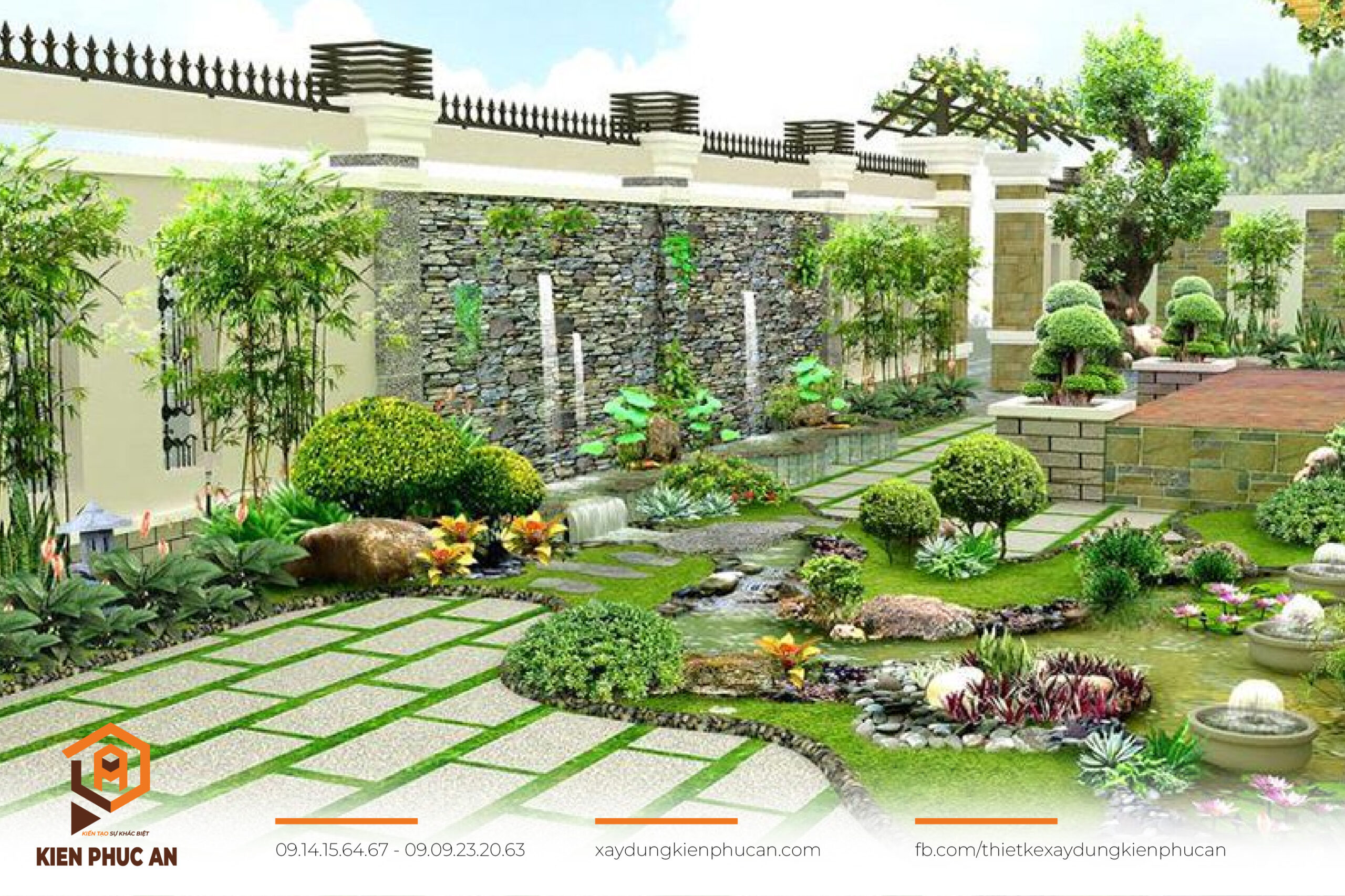 Bản vẽ thiết kế cảnh quan sân vườn 3D