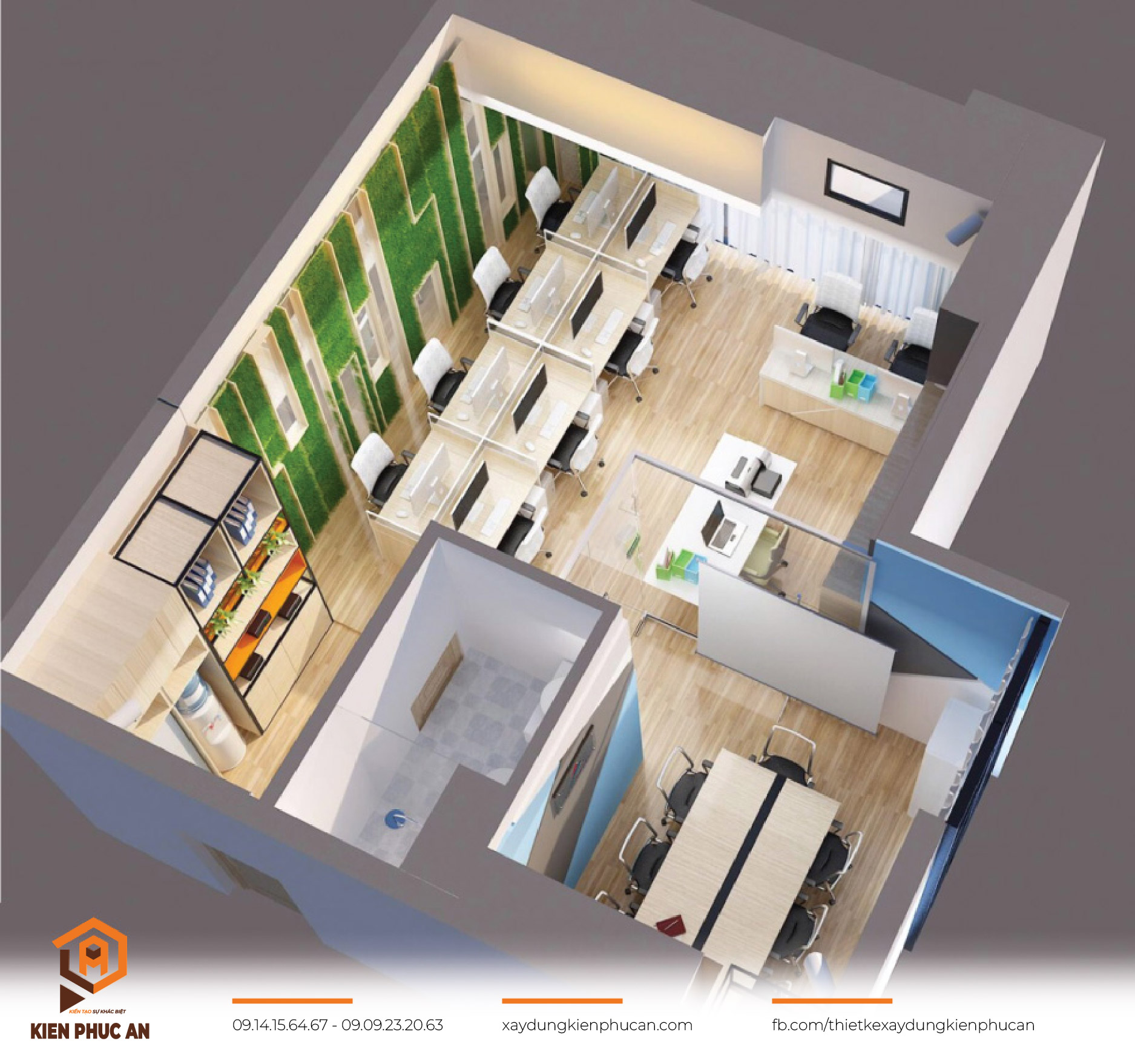 Thiết kế phối cảnh 3D nội thất văn phòng