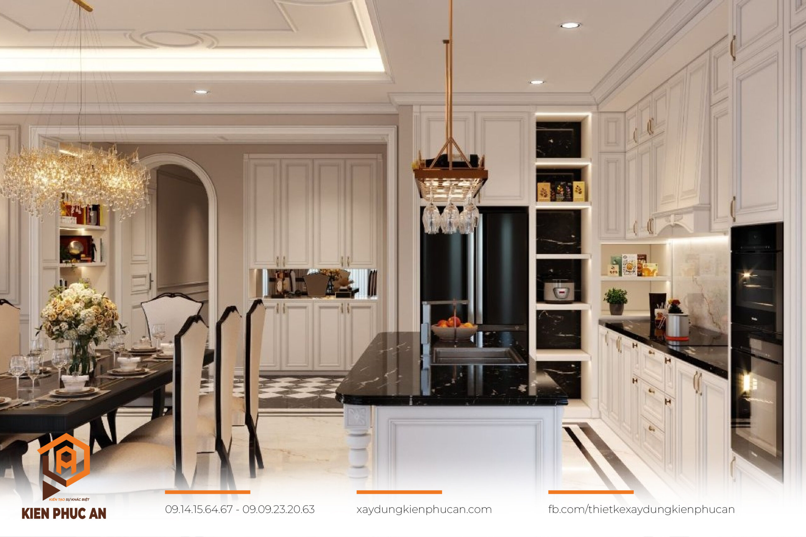 Phòng bếp chung cư tân cổ điển