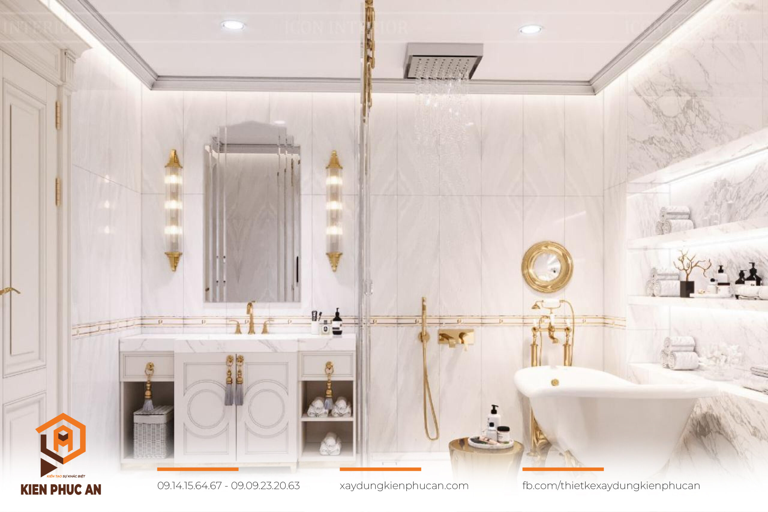 Phòng tắm chung cư tân cổ điển