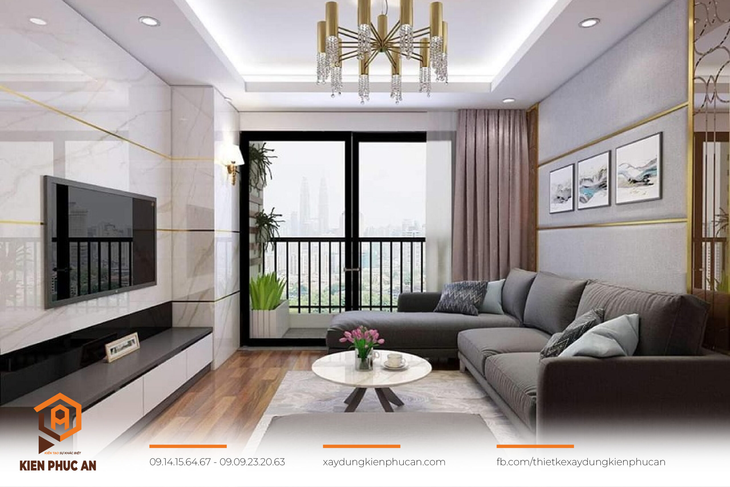 Nội thất chung cư 90m2 hiện đại