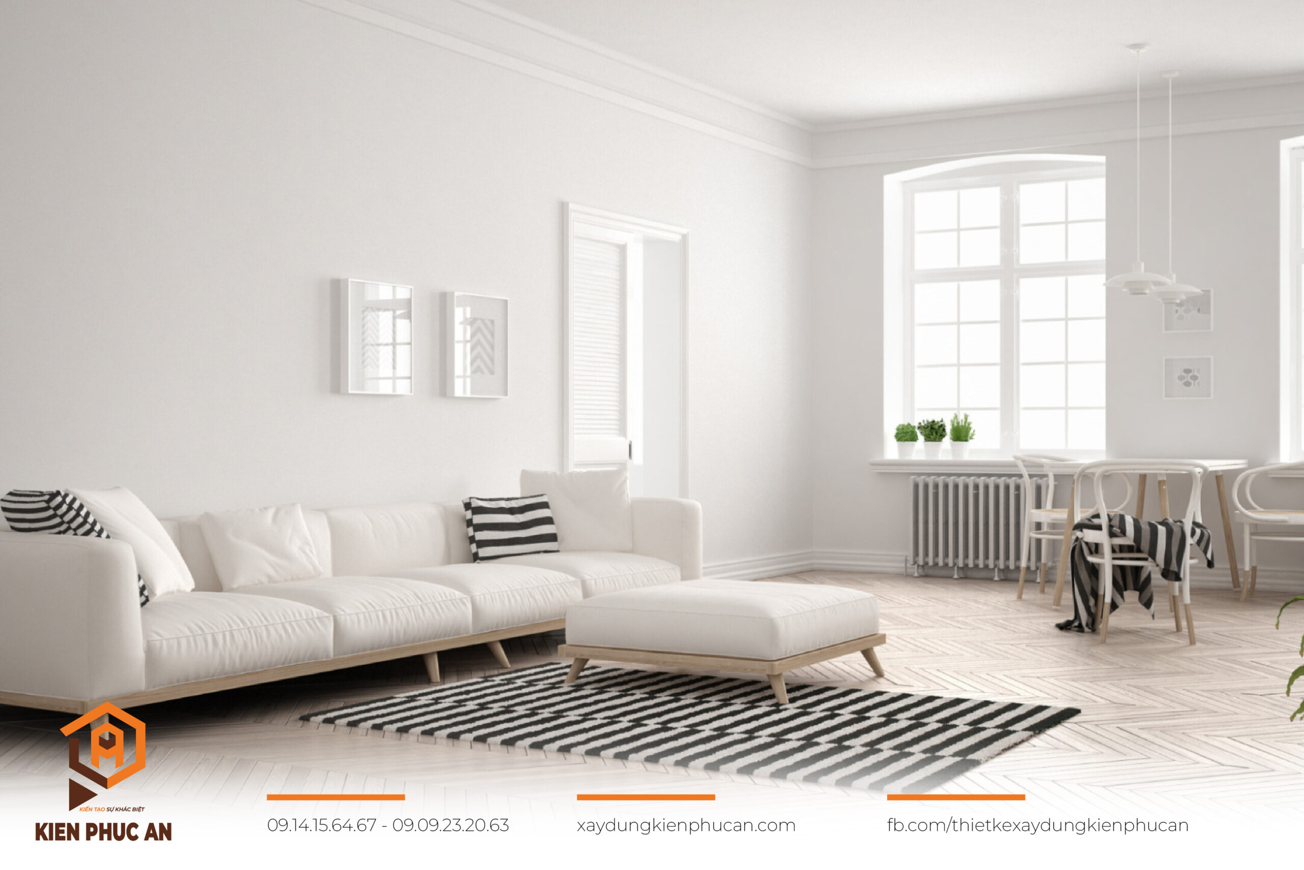 Nội thất chung cư 90m2 tối giản