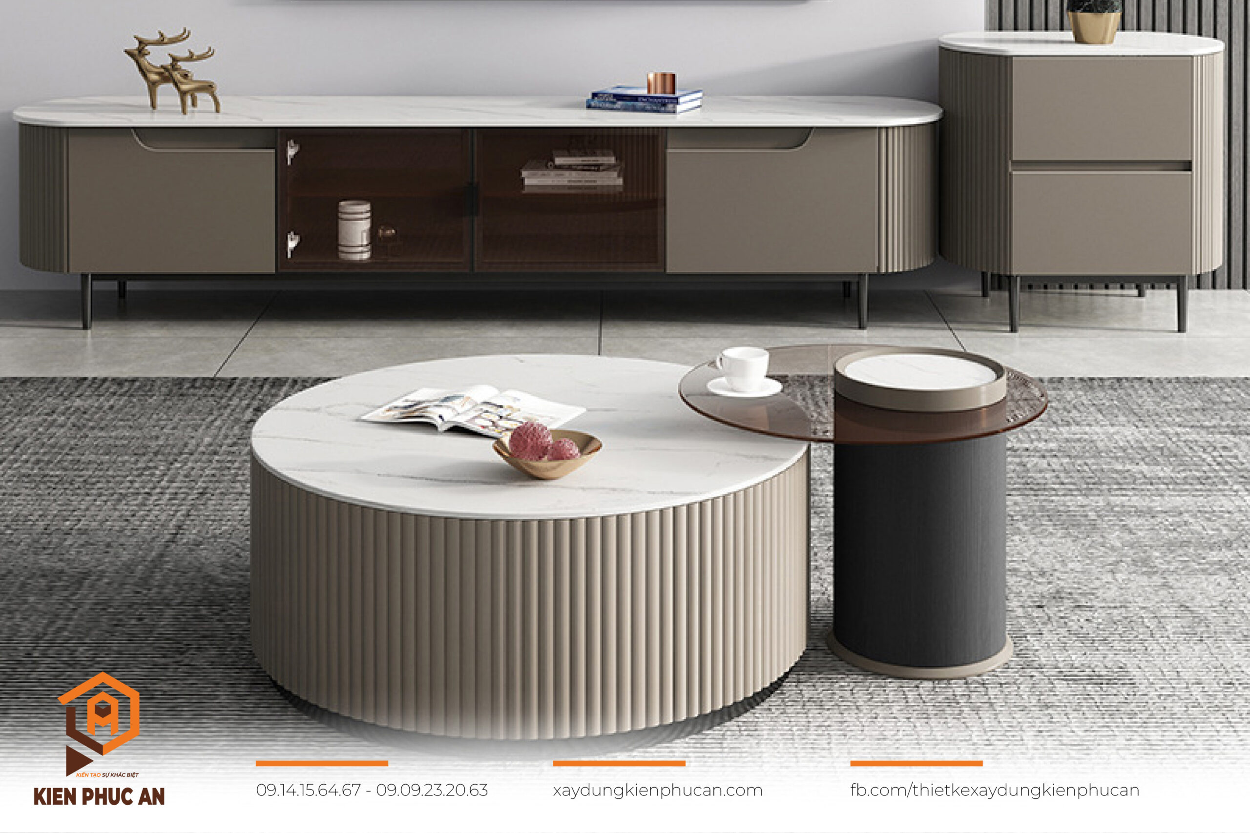 Bàn trà trang trí phòng khách chung cư